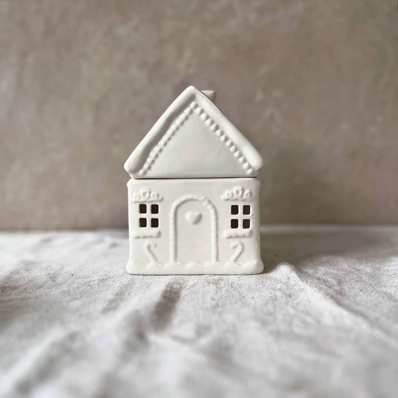 White Gingerbread House Oil Burner