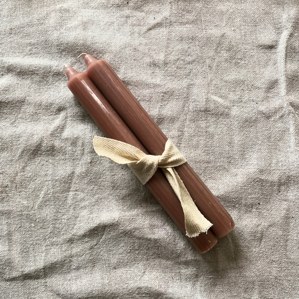 Pair of Rustic Taupe Dinner Candles