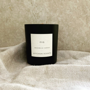 fig scented soy wax wood wick candle refill with jar